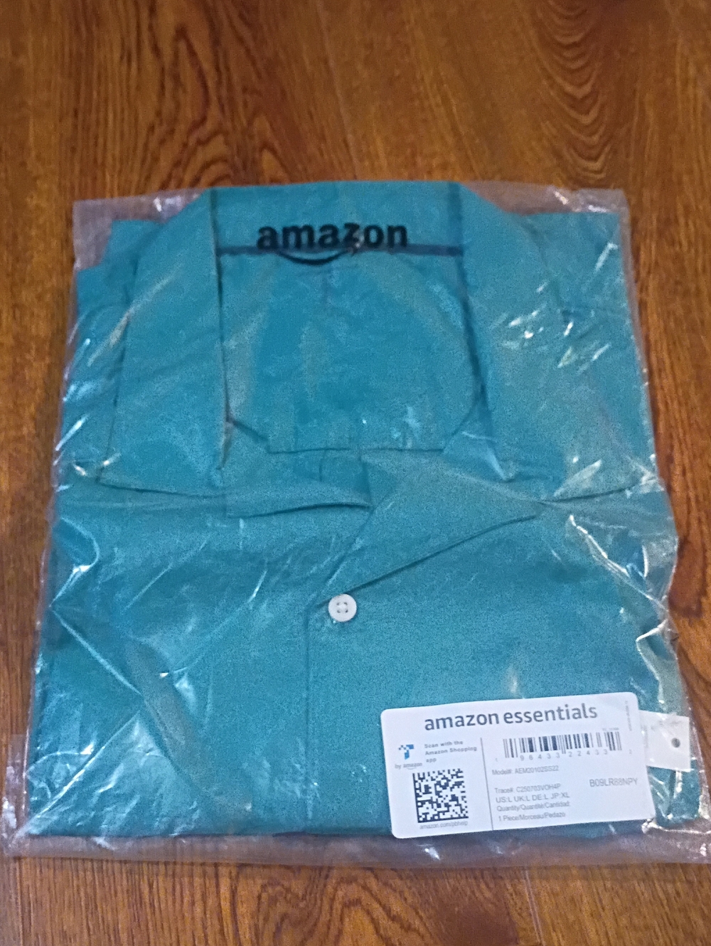Amazon Essentials Men's Teal Short-Sleeve Shirt Slim